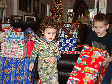 opening presents Christmas day