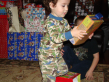opening presents Christmas day