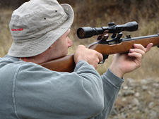 Dave shooting the .22 rifle