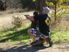 Dave helps Hunter shoot the .22
