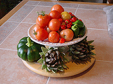 Centerpiece with Dave and Heidi's homegrown vegetables.