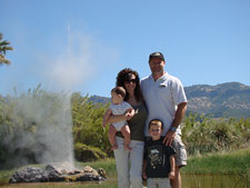 All of us in front of Old Faithful.