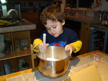 Ryder getting the icing ready to mix.