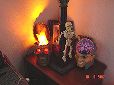 Flaming skull & electric head