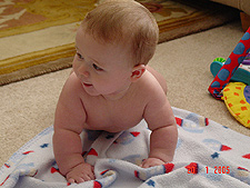 Hunter trying to crawl.