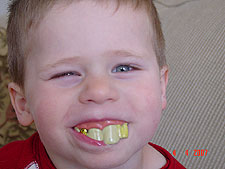 Hunter wearing his pirate hat.