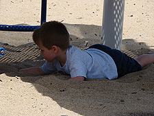 Hunter taking a break in the sand