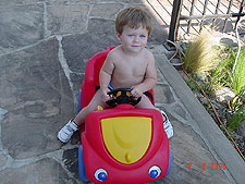 Hunter riding around in his car.