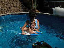 Hunter in the pool.