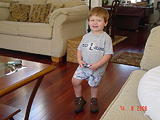 Hunter wearing his hiking boots.