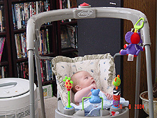 Hunter, amused by his elephant.