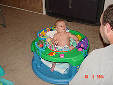 Hunter tries out the saucer.