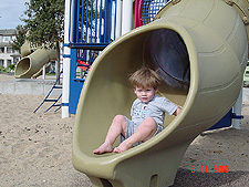 Hunter loves the slide!