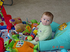 Playing with all his new Christmas toys.