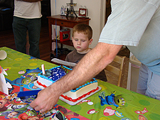 Hunter getting ready to blow out his candle