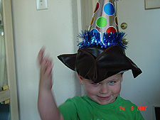 Hunter wants to wear his party hat!