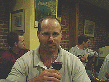 Dave enjoying the complimentary wine.