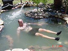 Dave floating in the pond.