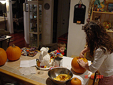 Heidi carving pumpkins