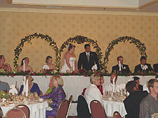 The wedding party table.