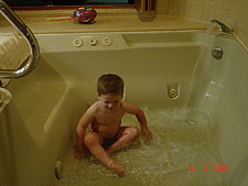Hunter taking a bath