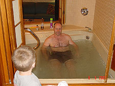 Dave relaxes in the spa