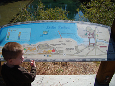 Hunter by a Lake Tahoe sign