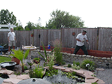Gary and Dave doing stone garden wall.
