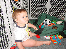 Hunter in the cage.