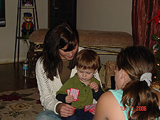 Hunter playing cards with the girls.