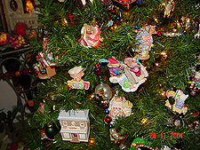 Ornaments on mid-size tree.