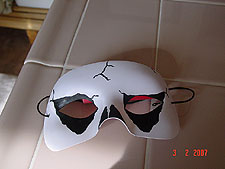 Hunter's scary mask.