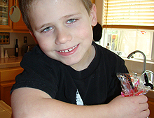 Hunter with his Valentine goodies