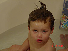 Hunter taking a bath.