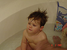 Hunter taking a bath.