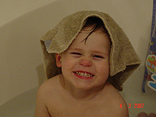 Hunter taking a bath.