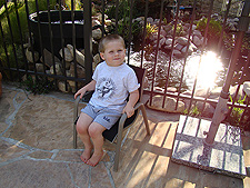 Hunter got a haircut and a new chair!