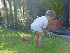 Hunter playing outside