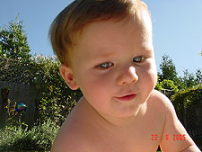 Hunter in the back yard.