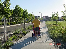 Daddy taking Hunter for a walk.
