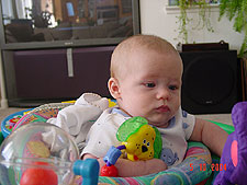 Hunter gets serious about his doggie teether...