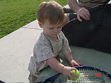 Hunter ready for some tennis.
