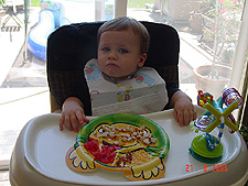 Hunter loves the bacon & cheese Quesadillas mommy makes him, but he'd rather eat what she's eating!